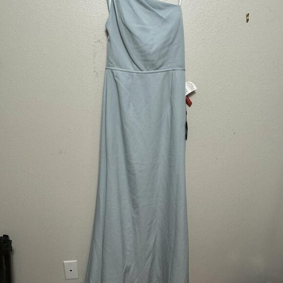 IEENA for Mac Duggal 26266 One Shoulder Jersey Mermaid Gown SZ 8 Blue NWT - Picture 3 of 4